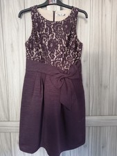 Eliza J Women's Evening Purple Party Dress Size 12 UK Lace Detail Satin