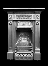 RESTORED ANTIQUE CAST IRON FIREPLACE FIRE SURROUND INSERT VICTORIAN / EDWARDIAN