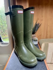 Hunter Balmoral Side Adjustable Size 10 Wellington Boots Olive Worn Once