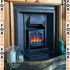 Black Freestanding Electric Stove Heater Fireplace Glass Door LED Flame Effect