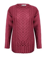 LADIES WOMEN ARAN CABLE KNIT