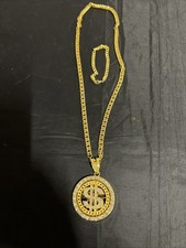 Big Rotatable Gold US Dollar Money Sign Pendant Necklace Punk Rapper Gift