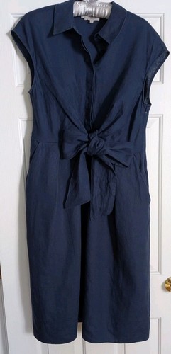 Hobbs blue linen tie - linen, front