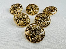6 Vintage Metal Shank Buttons