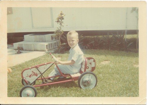 Vtg color photo boy - boy, riding