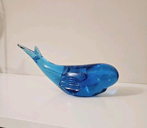 Glass aqua blue whale - glass,