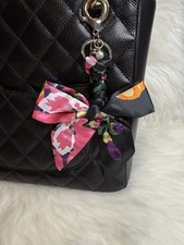 Scarf Bow Bag Charm Pink Black