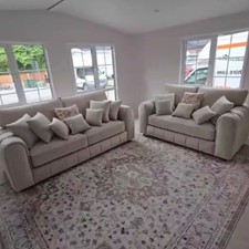 Luxury Cream Lily 3+2 Sofa Set in Plush Fabric | Stylish FOR SALE 2% OFF