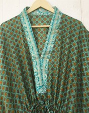 Pure Silk Kaftan Green Long