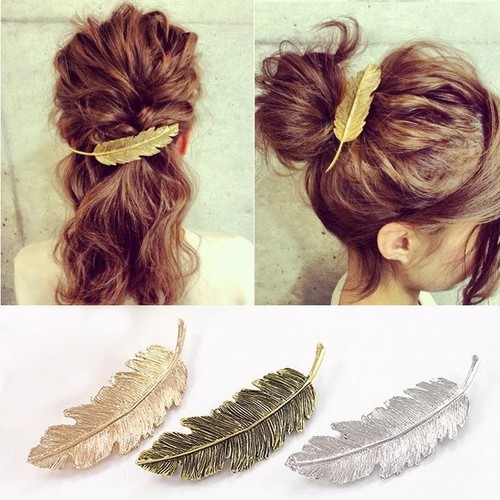 Leaf feather hair pin - uk,