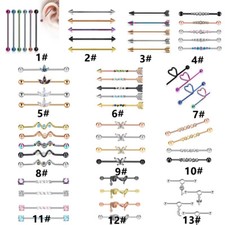 Industrial Scaffold Body Piercing Ear Bar Barbell Stainless Steel 1.6mm 38mm