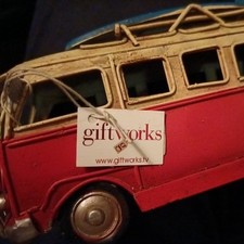 Metal Vw Camper And Surf Van 16x9x6.5 Cm Int's XX  Orange/White Colour.