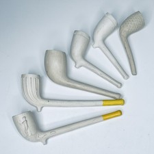 6 Vintage 19th Century Tobacco Smoking Clay Pipes Unused Sullivan Smith 174 etc.