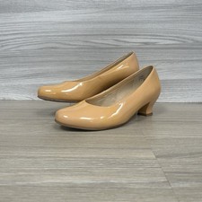 Hotter Shimmy Patent Leather Court Shoes Size 5 New Gold Mustard Yellow Brown