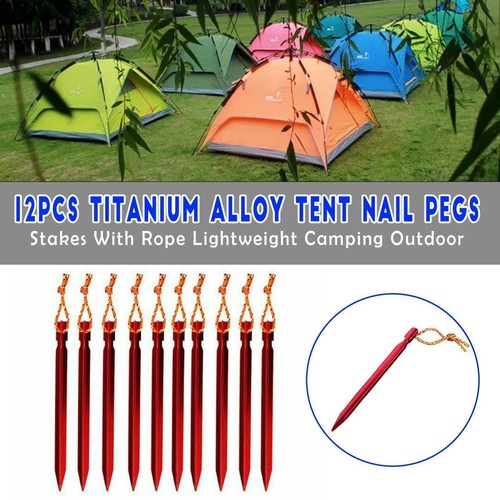 12x titanium alloy tent pegs - titanium,