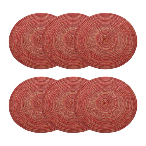 6pcs round braided placemats - braided,