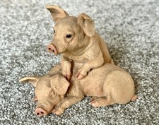 Castagna 1990 Vintage Pigs Figurine Made In Italy In Resin