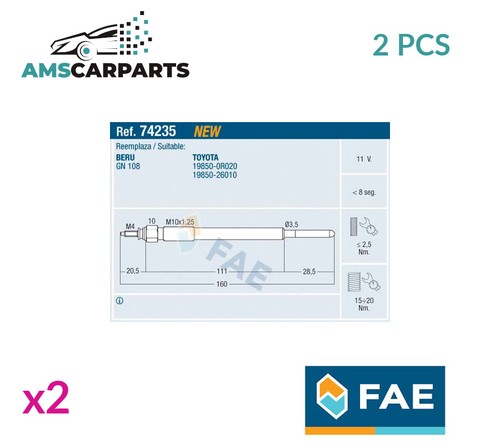 Engine glow plugs 74235 fae - 74235,