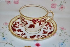 Antique 1830 Tea Set Samuel Alcock Hand Painted Red Ivy Bone china Cup Saucer