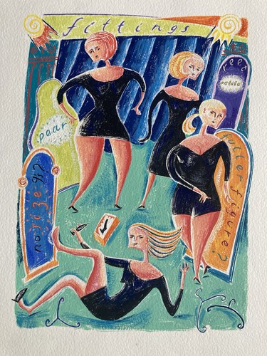 Vintage gouache painting - gouache,