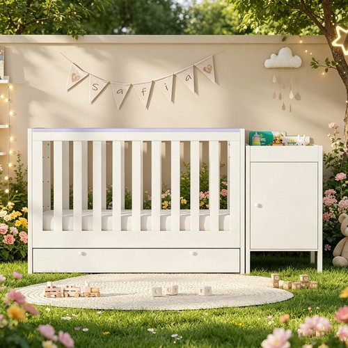 White baby cot - white, crib