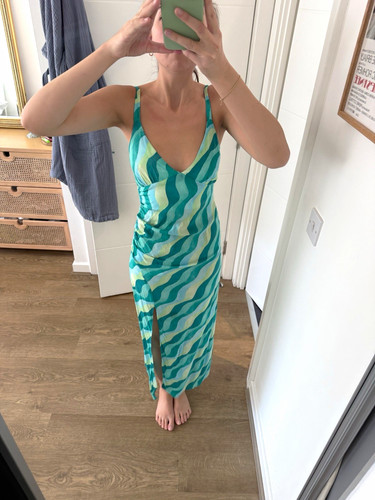 Zara green blue striped - striped, maxi