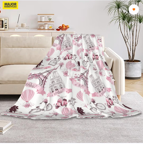 Flannel throw blanket eiffel - flannel,