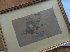 vintage Japanese ukiyo-e painted print Horseback Archer Samurai 