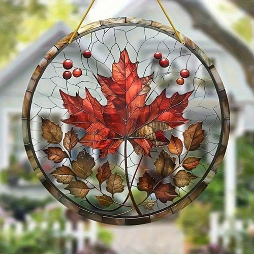 Maple leaf suncatcher stained - maple,