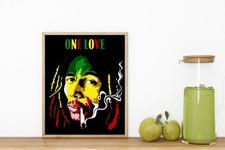 Bob Marley print one love song wall art quote home decor picture rasta
