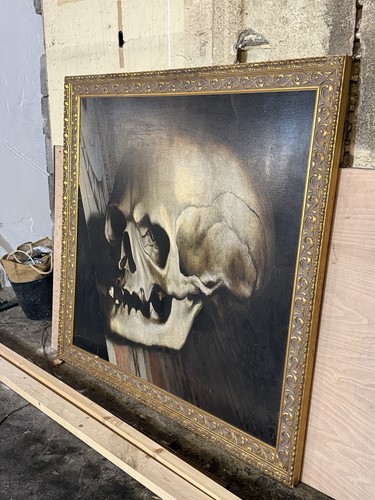 Large framed skull painting - large,