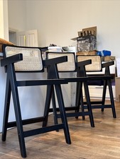 Set of 3 Cane-Rattan  Wood