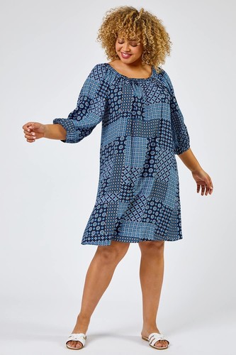 Roman blue curve - blue, print