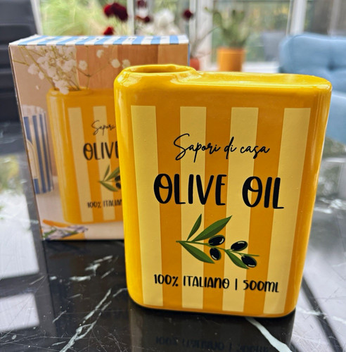 Yellow olive oil - ceramic, vase