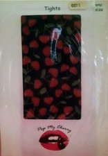 Vintage Pop My Cherry Black & Red Cherries Tights