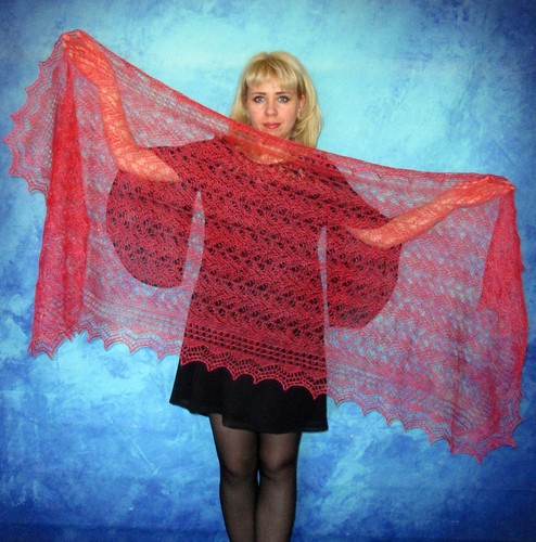 Red warm women scarf - red,