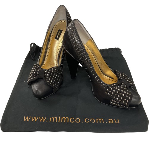 Mimco studded bow heels - bow, black