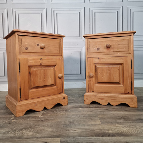 Vintage pine bedside - pine, cabinets