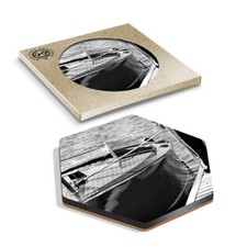 Hexagon coaster bw - x,