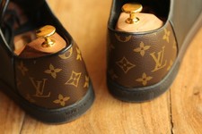 Louis Vuitton LV Monogram Black Leather Shoes Trainers Sneakers UK 8.5 US 9.5