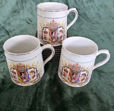 King George V & Queen Mary- 1935 Silver Jubilee Mugs x 3 By Wagstaff & Brunt