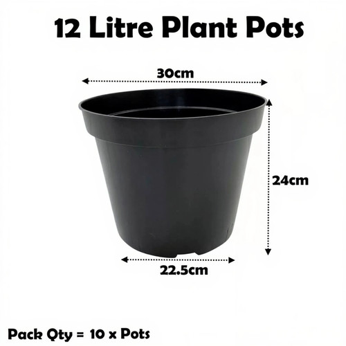 Litre black plant pots - 12,