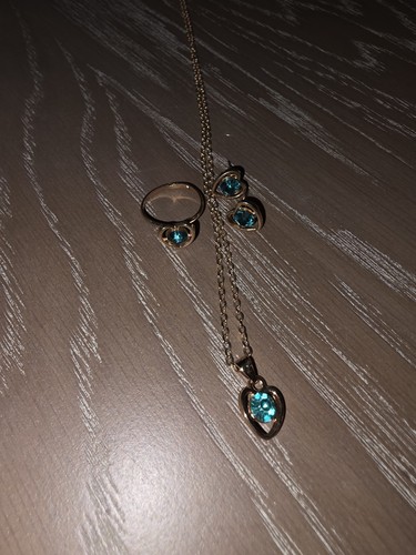 Silver tone blue heart - tone,