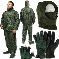 NGT Carp Fishing Hunting Camo Waterproof Jacket Trousers Gloves Snood MEDIUM