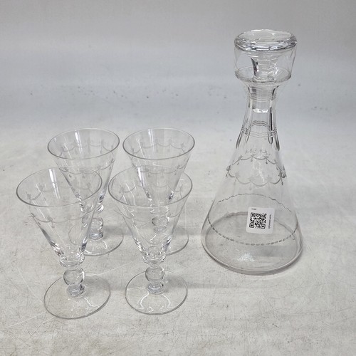 Vintage etched glass decanter - vintage,