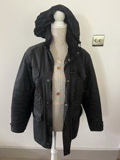 Mens Barbour Winter Sapper Wax Jacket, Black, Hooded, Quilted, Small