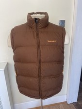 Timberland Feather Down Puffer Padded Body Warmer Choc Brown Gilet Medium 44”
