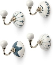 KnobKnob Ceramic Door Hooks Coat Clothes Towel Key Wall Bathroom Hook (Set of 4)