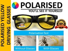 Unisex Polarised Night Driving Glasses Yellow Lens Anti Glare HD Vision UV400