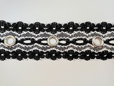 Black Lace Grommet Tape Fastening Corsets Basques Cosplay Steampunk 25mm by yard